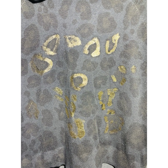 New Collection Hoodie Women's Gray Leopard Print with Gold Foil Accents & Gilt - Picture 3 of 16